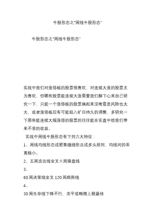 牛股形态之“周线牛股形态”
