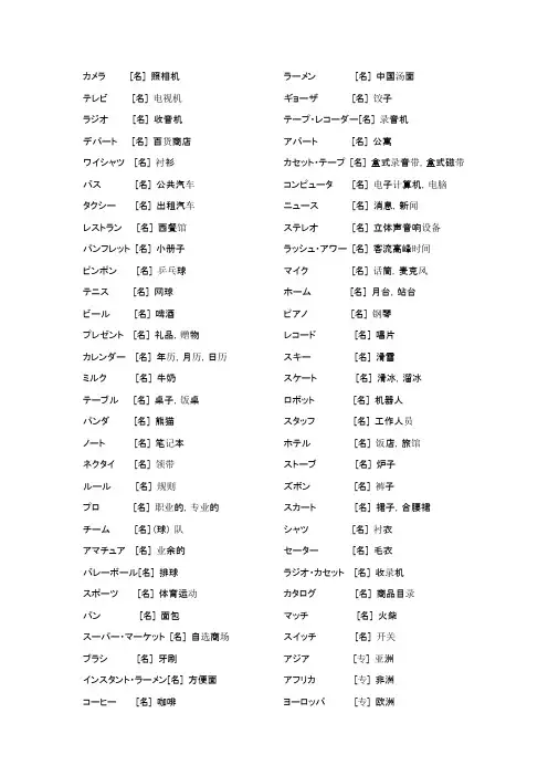 老版标准日本语外来语汇总(初级)