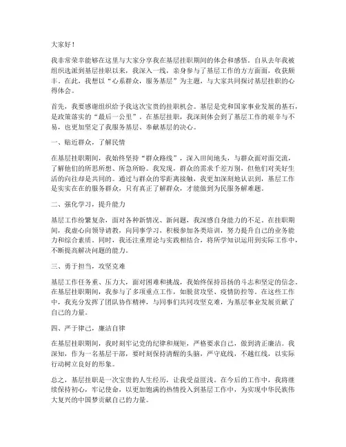 基层挂职体会发言稿范文