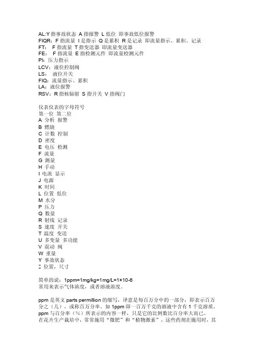 仪表的字母符号