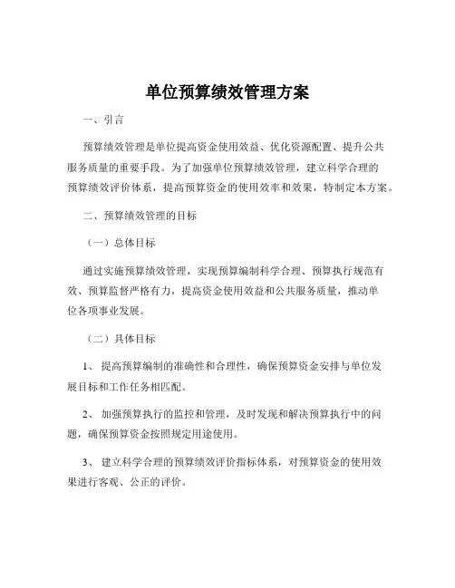 单位预算绩效管理方案