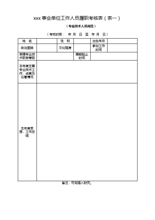 履职考核表