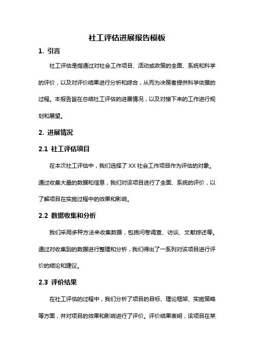 社工评估进展报告模板