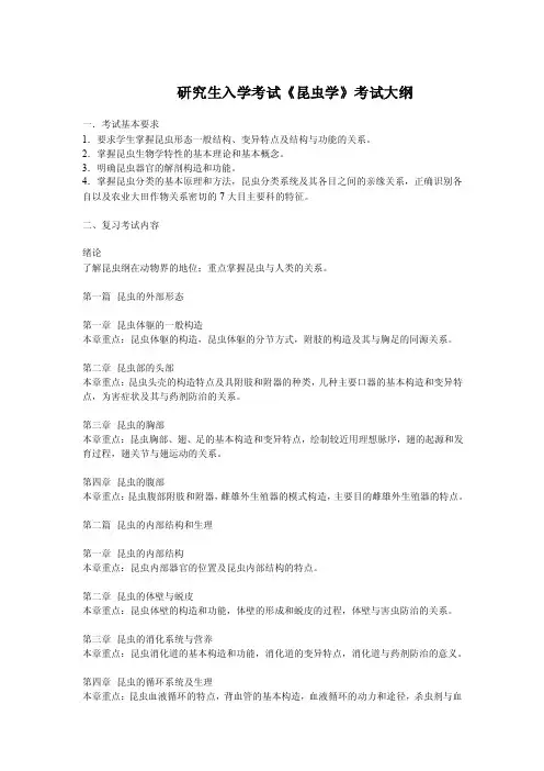 研究生入学考试《普通昆虫学》