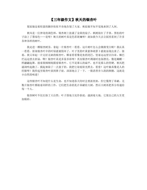【三年级作文】秋天的银杏叶