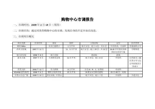 购物中心市调报告