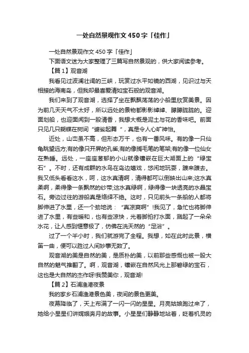 一处自然景观作文450字「佳作」