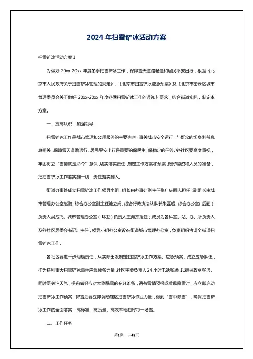2024年扫雪铲冰活动方案