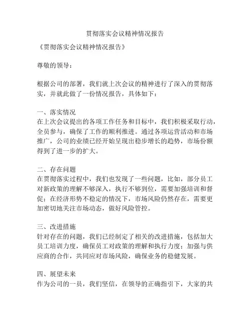 贯彻落实会议精神情况报告