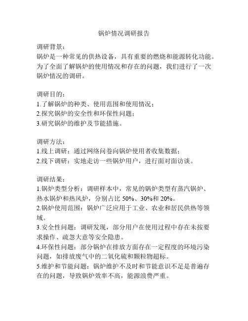 锅炉情况调研报告