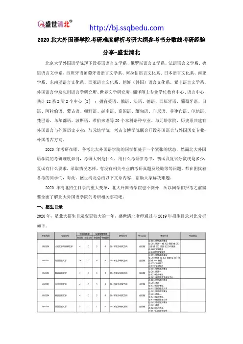 2020北大外国语学院考研难度解析考研大纲参考书分数线考研经验分享-盛世清北