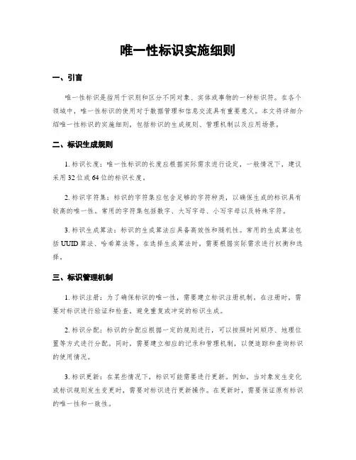 唯一性标识实施细则