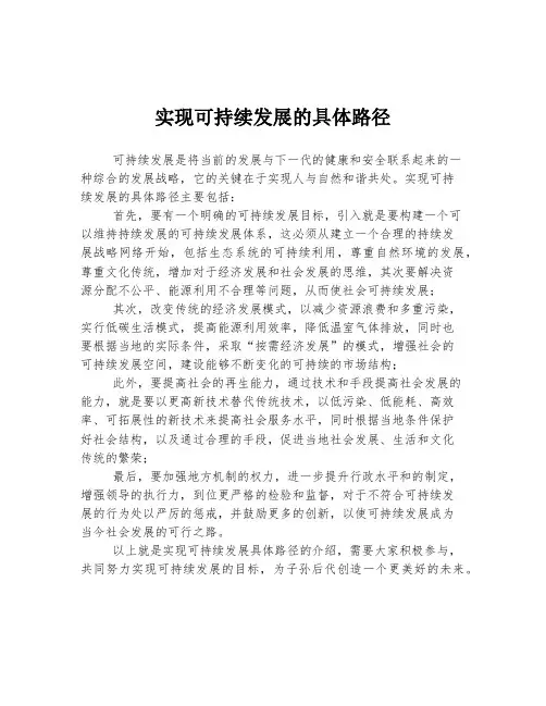实现可持续发展的具体路径
