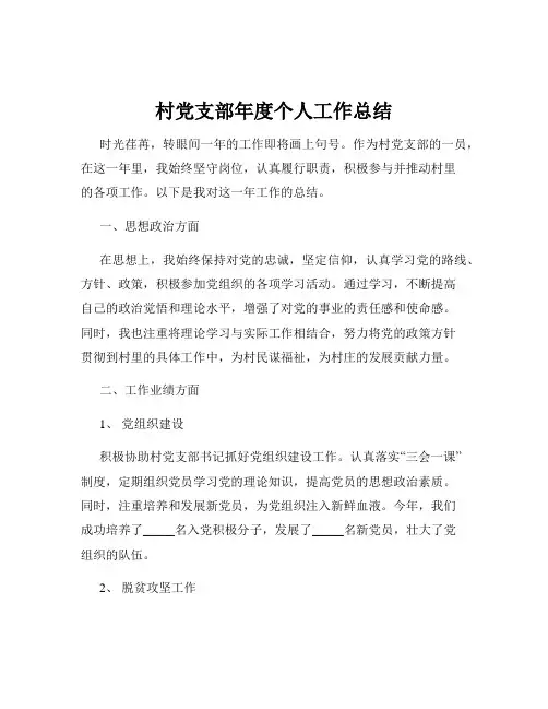 村党支部年度个人工作总结