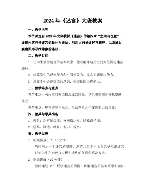 2024年《迷宫》大班教案