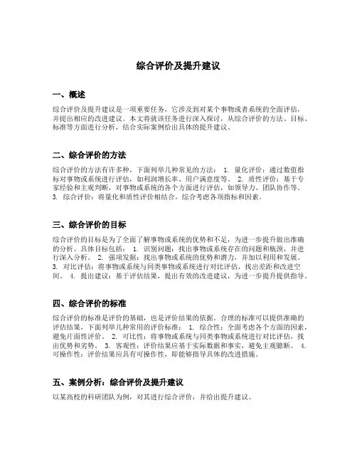 综合评价及提升建议