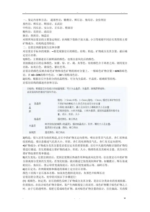 岩浆岩肉眼鉴定方法