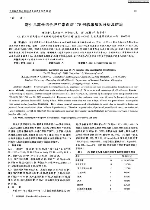 新生儿高未结合胆红素血症179例临床病因分析及防治