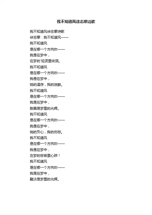 我不知道风徐志摩诗歌
