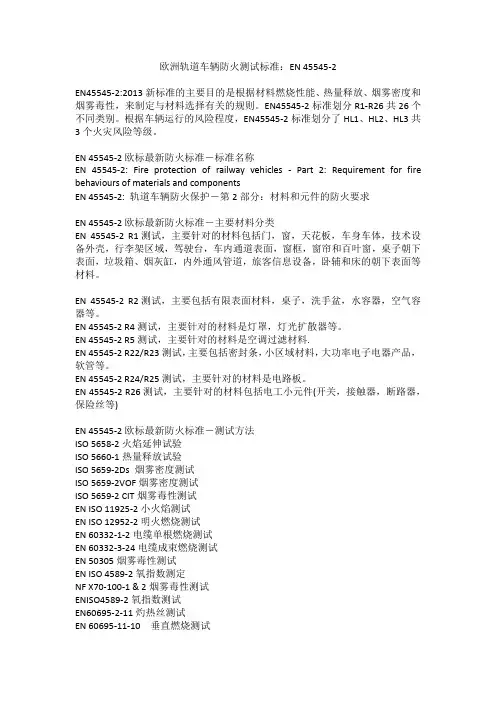 欧洲轨道车辆防火测试标准：EN 45545-2