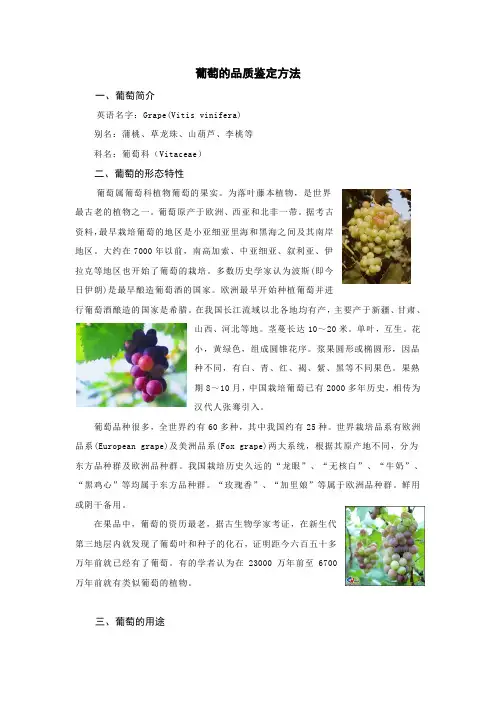 葡萄的品质鉴定方法
