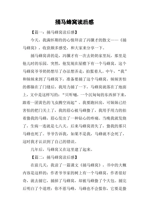 捅马蜂窝读后感