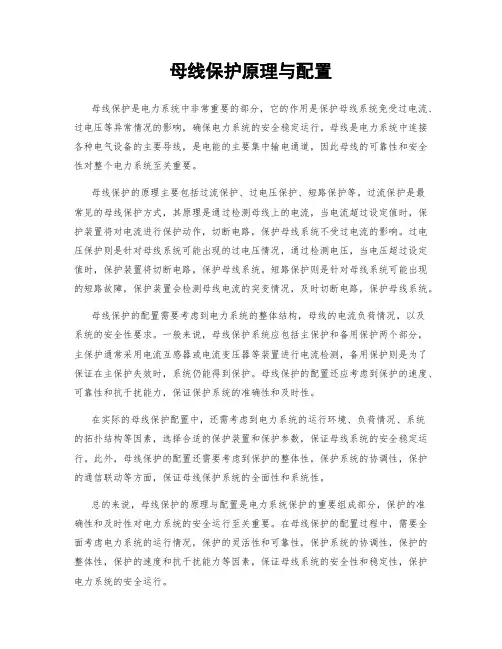 母线保护原理与配置