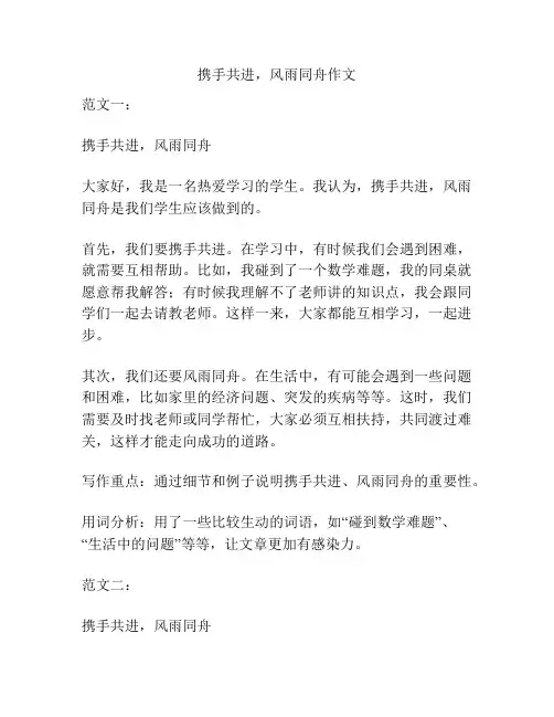 携手共进,风雨同舟作文