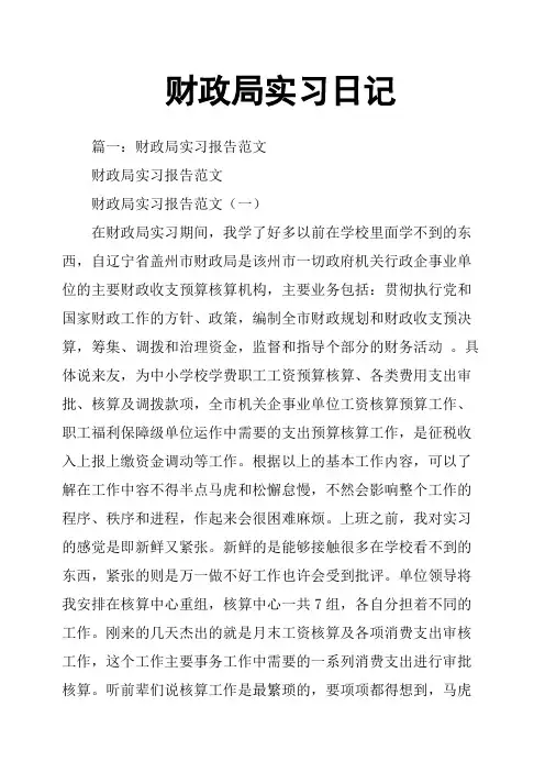 财政局实习日记