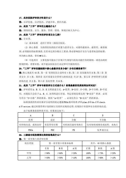 等级医院评审应知应会