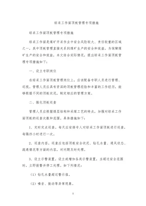 综采工作面顶板管理专项措施