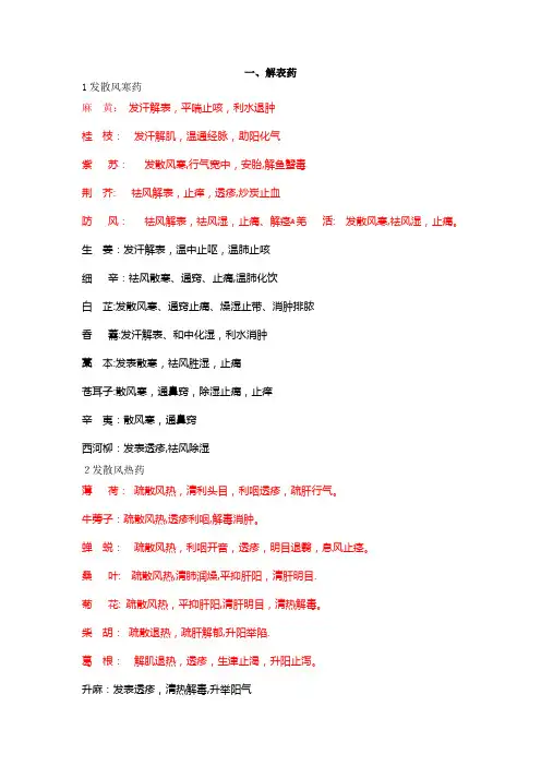 中药二单味药功效总结