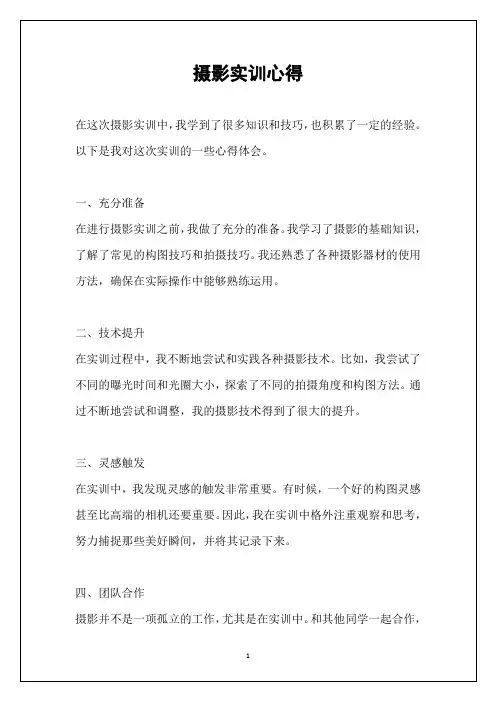 摄影实训心得