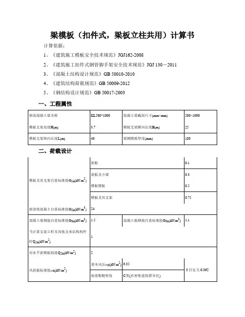 梁模板(扣件式,梁板立柱共用)计算书500