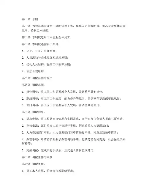企业员工调配管理制度