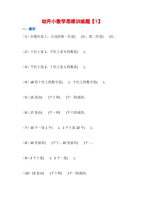 幼升小数学思维训练题【2套】