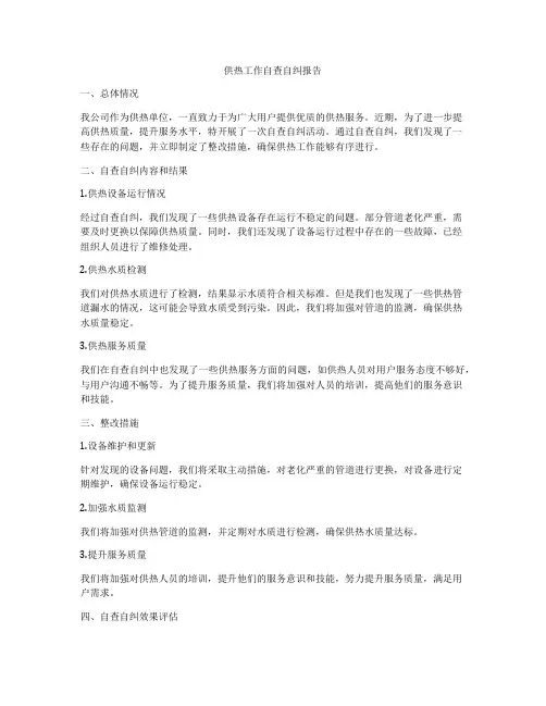 供热工作自查自纠报告