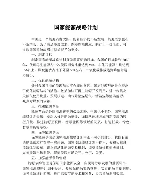 国家能源战略计划