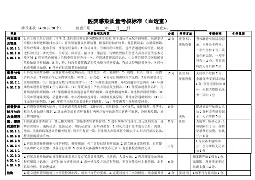 血透室医院感染考核标准评分表