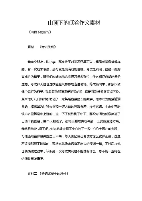 山顶下的低谷作文素材
