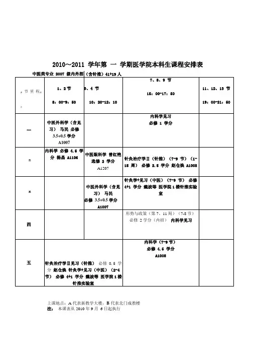 中医系课程表