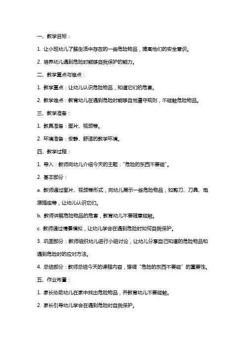 小班安全公开课教案及教学反思《危险的东西不要碰》