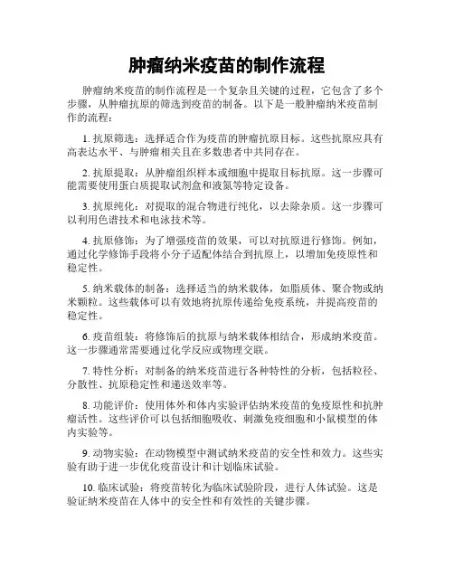 肿瘤纳米疫苗的制作流程