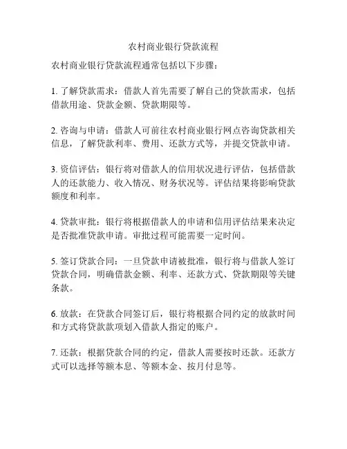 农村商业银行贷款流程