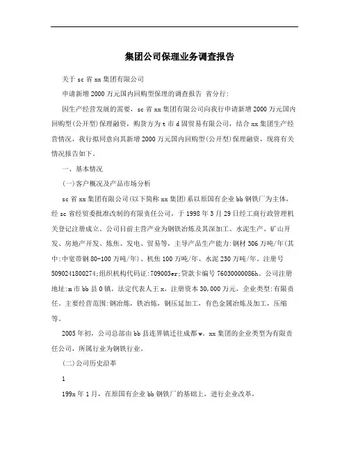 集团公司保理业务调查报告