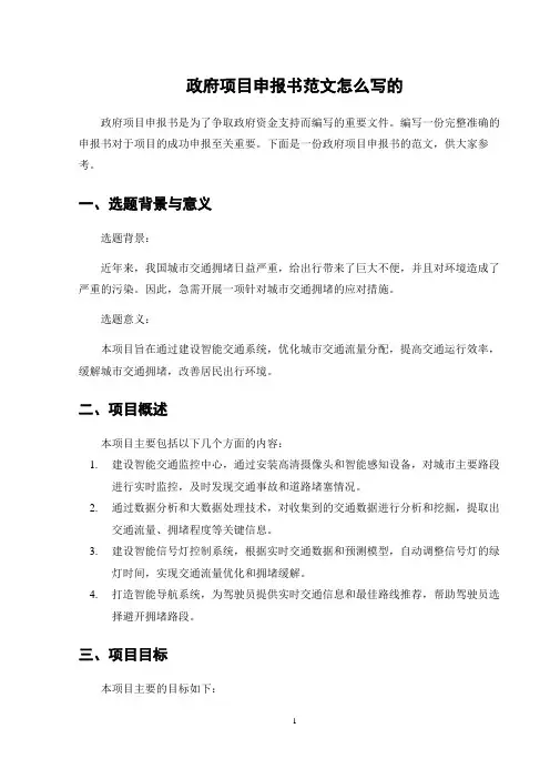 政府项目申报书范文怎么写的