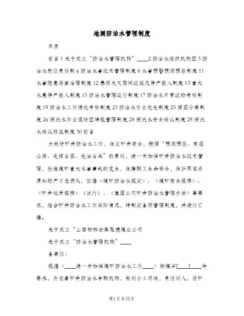 地测防治水管理制度(三篇)
