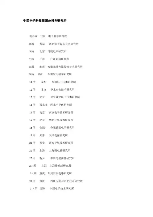 中国电子科技集团公司各研究所