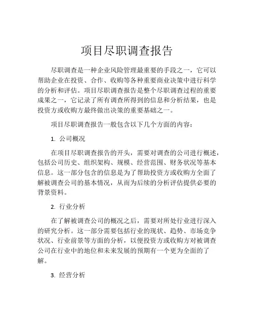 项目尽职调查报告