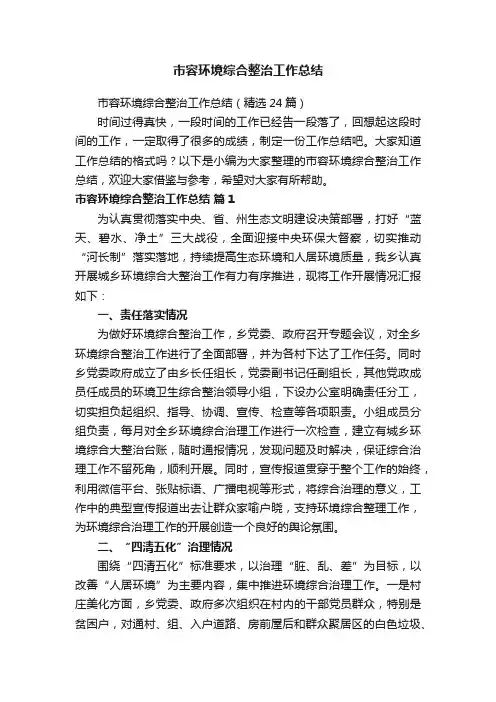 市容环境综合整治工作总结（精选24篇）